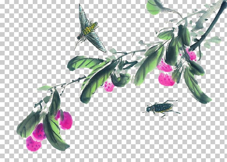 U8354u679d U56fdu753bu96c6 Chinese Painting Ink Wash Painting PNG, Clipart, Art, Birdandflower Painting, Branch, Cicadidae, Color Ink Free PNG Download