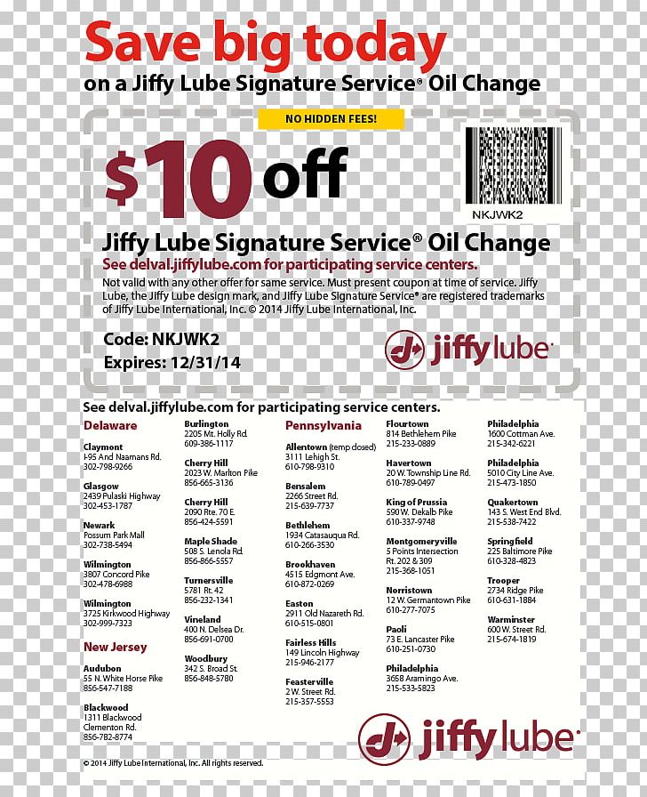 Jiffy Lube Car Coupon Valvoline Discounts And Allowances PNG, Clipart, Area, Automatic Transmission Fluid, Brand, Car, Coupon Free PNG Download