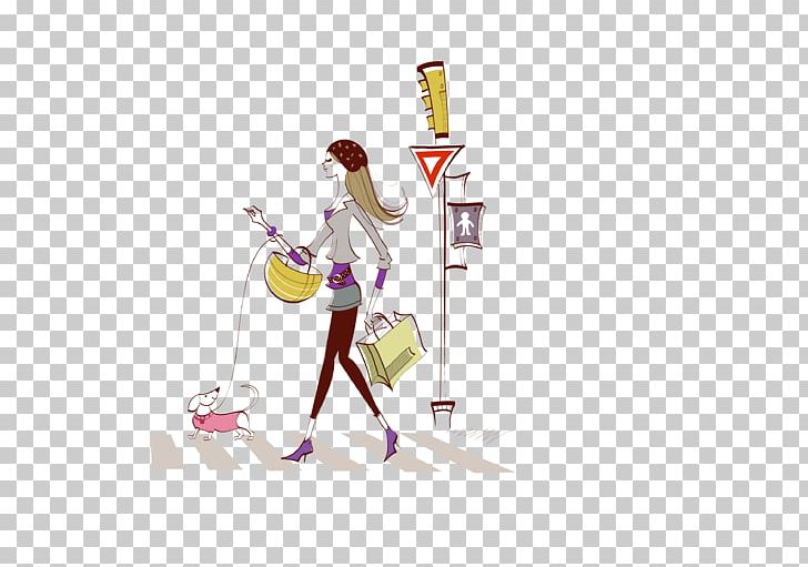 Dog Walking Stock Photography Illustration PNG, Clipart, Cartoon, Computer Wallpaper, Fashion, Fashion Design, Fashion Girl Free PNG Download