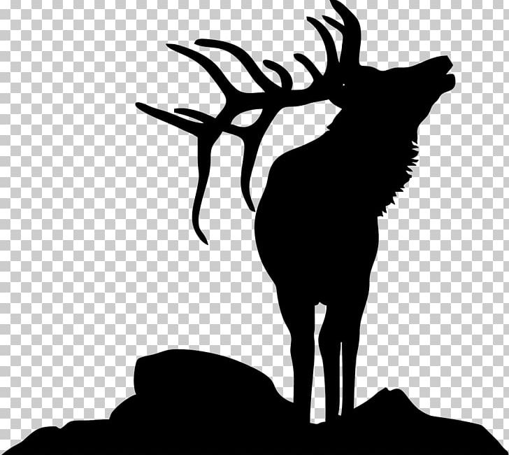 Elk Deer Moose Silhouette PNG, Clipart, Animals, Antler, Art, Black And White, Branch Free PNG Download