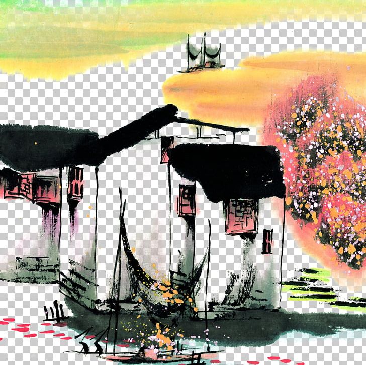 Ink Wash Painting PNG, Clipart, Acrylic Paint, Encapsulated Postscript, Houses, Ink, Ink Wash Painting Free PNG Download