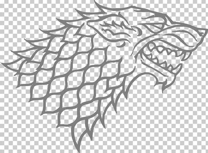 Gray Wolf Sansa Stark House Stark Winter Is Coming Decal PNG, Clipart, Angle, Artwork, Black And White, Bran Stark, Dire Wolf Free PNG Download