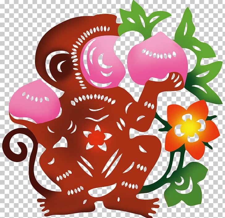Monkey Chinese New Year Earthly Branches Papercutting PNG, Clipart, Animal, Animals, Art, Artwork, Chinese Free PNG Download