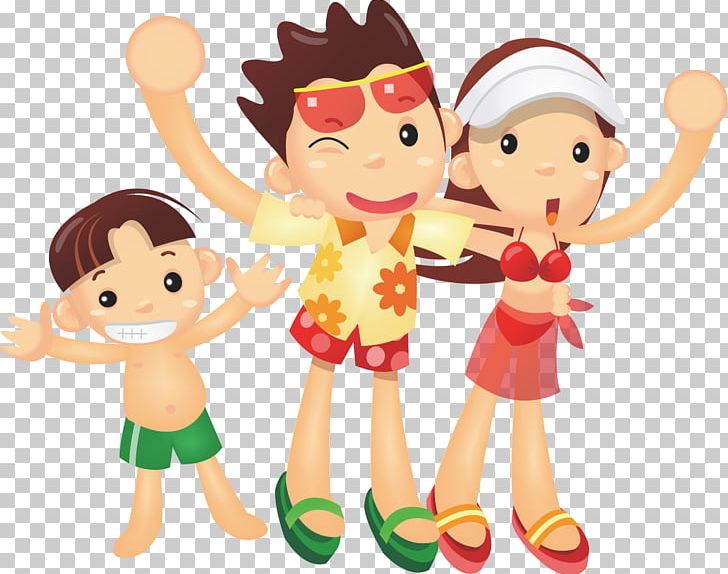 Cartoon Seaside Resort PNG, Clipart, Area, Art, Beach, Boys Swimming, Character Free PNG Download