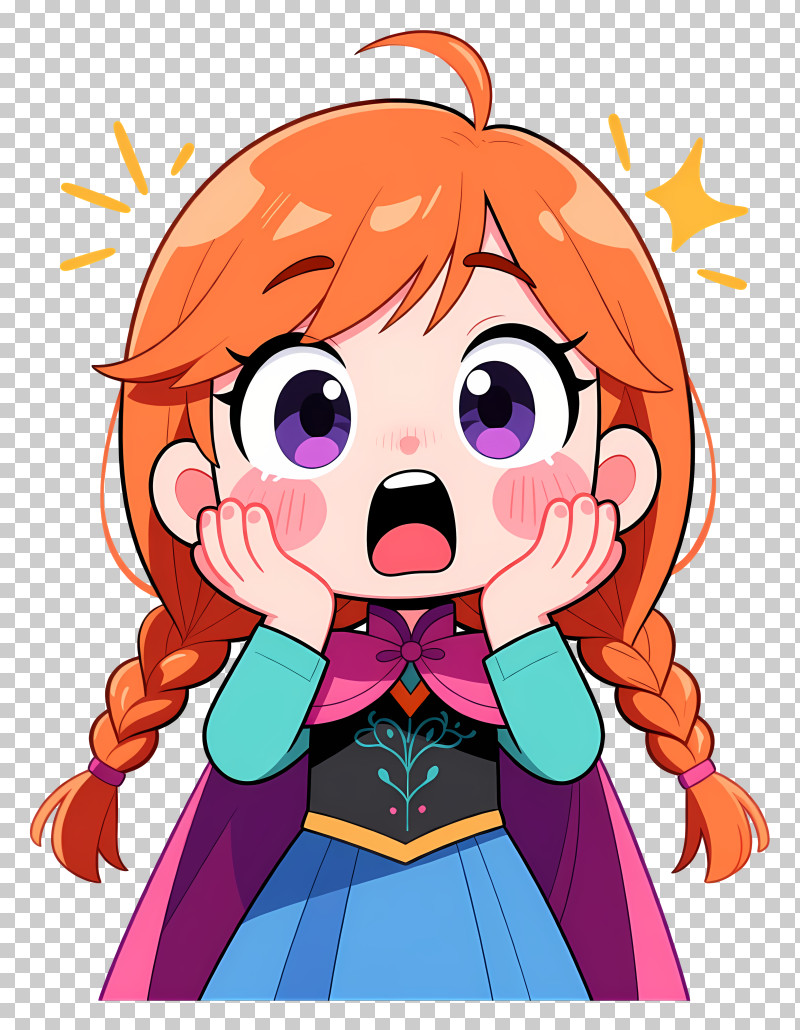 Chibi Anna - Surprised Orange-Haired Cartoon Girl PNG