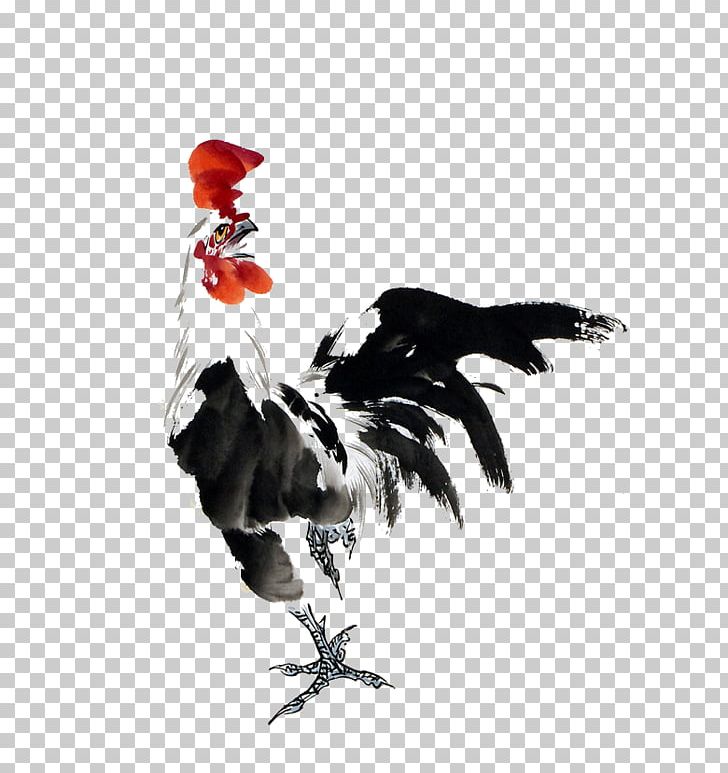 Rooster Chicken Chinese Painting Ink Wash Painting PNG, Clipart, 2017 Big Cock, Animals, Art, Badminton Shuttle Cock, Beak Free PNG Download