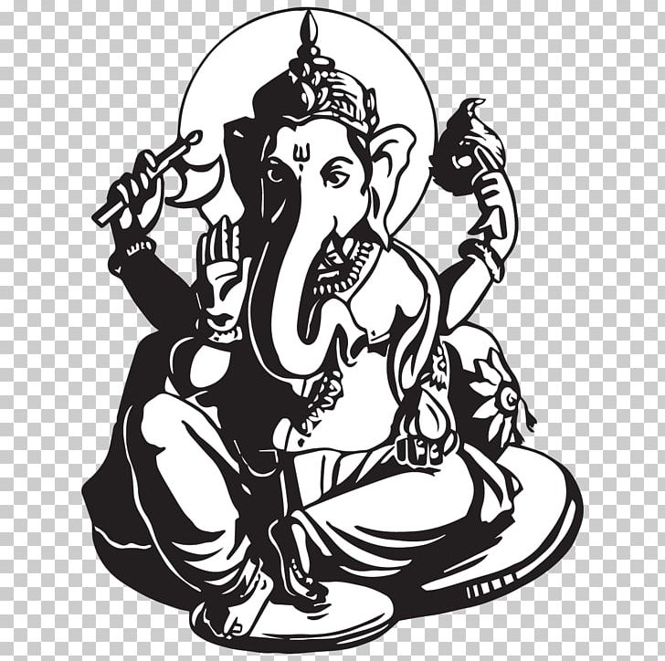 Ganesha Wall Decal Canvas Drawing PNG, Clipart, Art, Black, Black And White, Canvas, Decal Free PNG Download