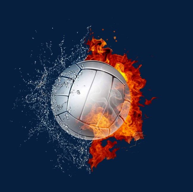 Fire And Water Volleyball PNG, Clipart, Cold, Combustion, Computer, Computer Wallpaper, Desktop Wallpaper Free PNG Download