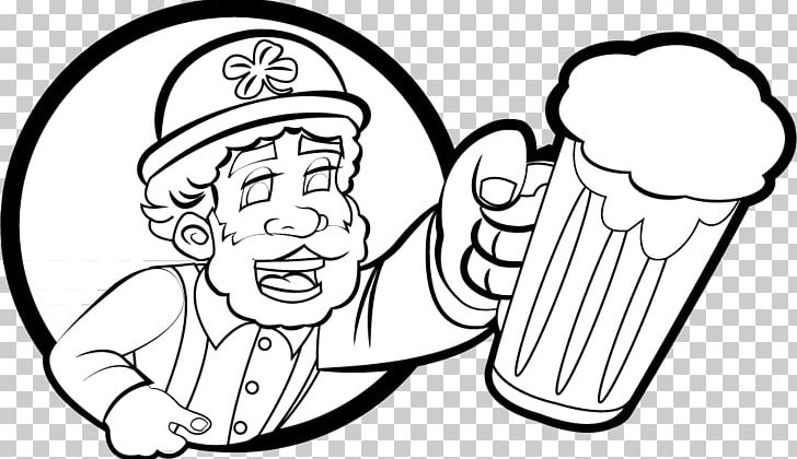 Saint Patrick's Day Black And White Holiday Leprechaun PNG, Clipart, Arm, Black, Cartoon, Child, Conversation Free PNG Download
