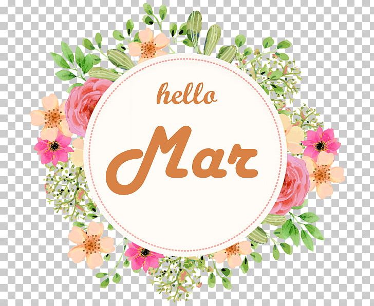 Hello March. PNG, Clipart, Brand, Circle, Clothing, Cut Flowers, Floral Design Free PNG Download
