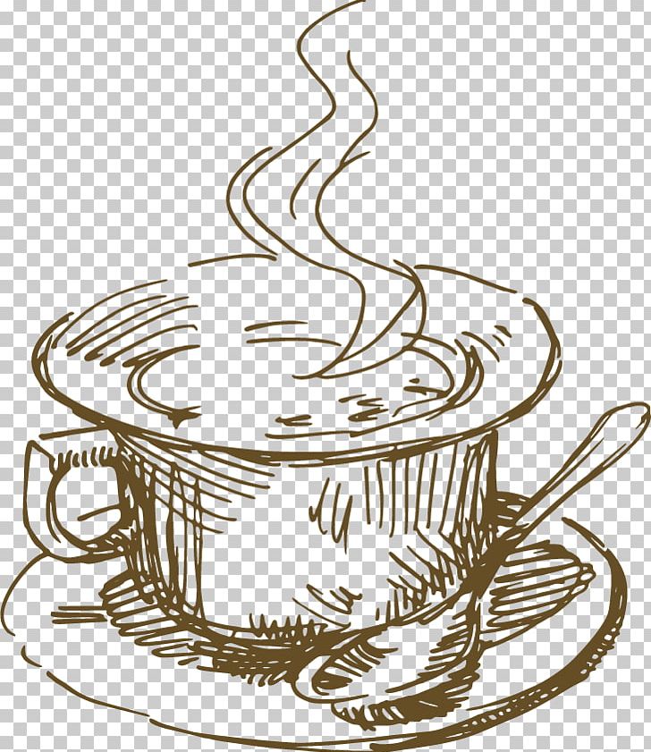 Coffee Cup Tea Cocktail Cafe PNG, Clipart, Arrow Sketch, Beer Mug, Black And White, Border Sketch, Circle Free PNG Download