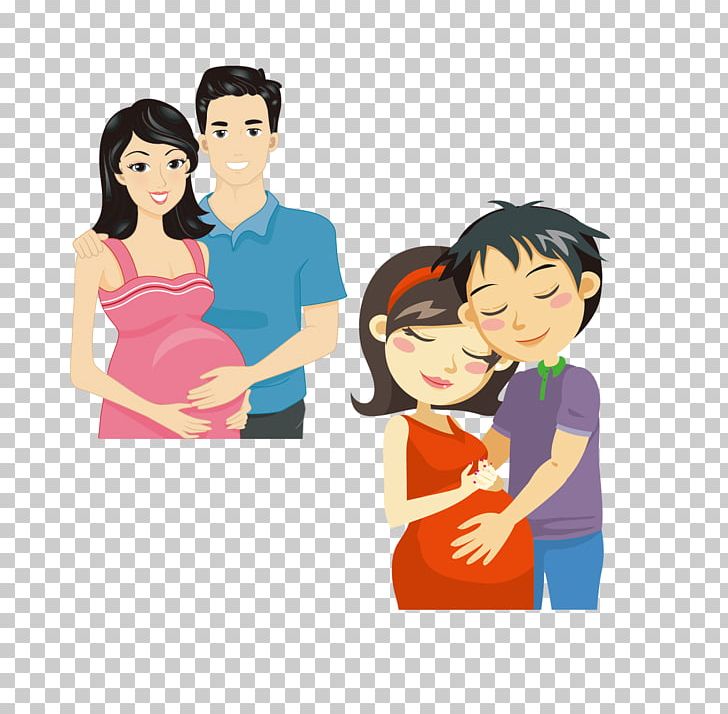 Cartoon Pregnancy Couple PNG, Clipart, Black Hair, Boy, Child,  Conversation, Couple Free PNG Download