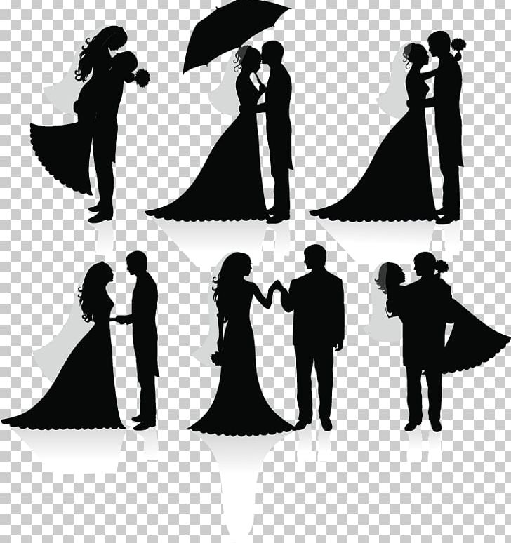 Wedding Invitation Bridegroom Silhouette PNG, Clipart, Balloon, Black And White, Bouquet, Bride, Bridesmaid Free PNG Download