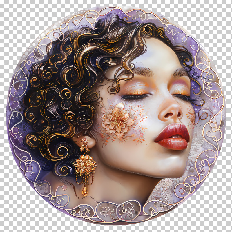 Precious - Woman With Floral Makeup Art PNG
