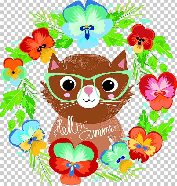 Cat Kitten Floral Design Illustration PNG, Clipart, Animal, Cartoon, Clip Art, Comics, Design Free PNG Download