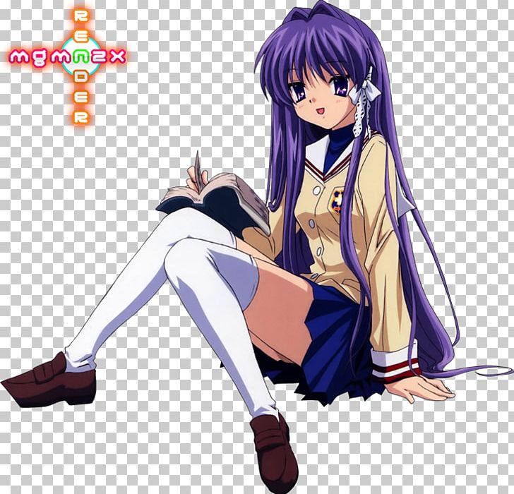 Clannad Tomoya Okazaki Nagisa Furukawa Anime Music, Nagisa, purple, black  Hair, manga png