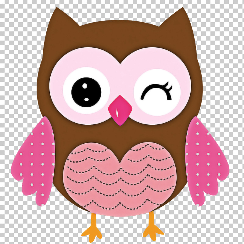 Owl Pink Cartoon Bird Bird Of Prey PNG, Clipart, Bird, Bird Of Prey, Brown, Cartoon, Heart Free PNG Download