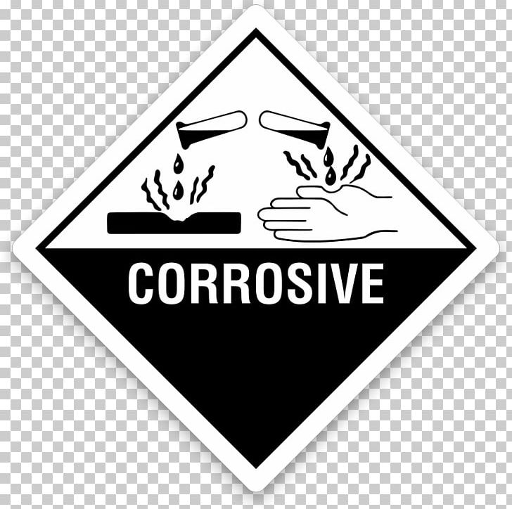 HAZMAT Class 8 Corrosive Substances Dangerous Goods Label Corrosion PNG, Clipart, Adhesive Label, Area, Black And White, Brand, Chemical Substance Free PNG Download