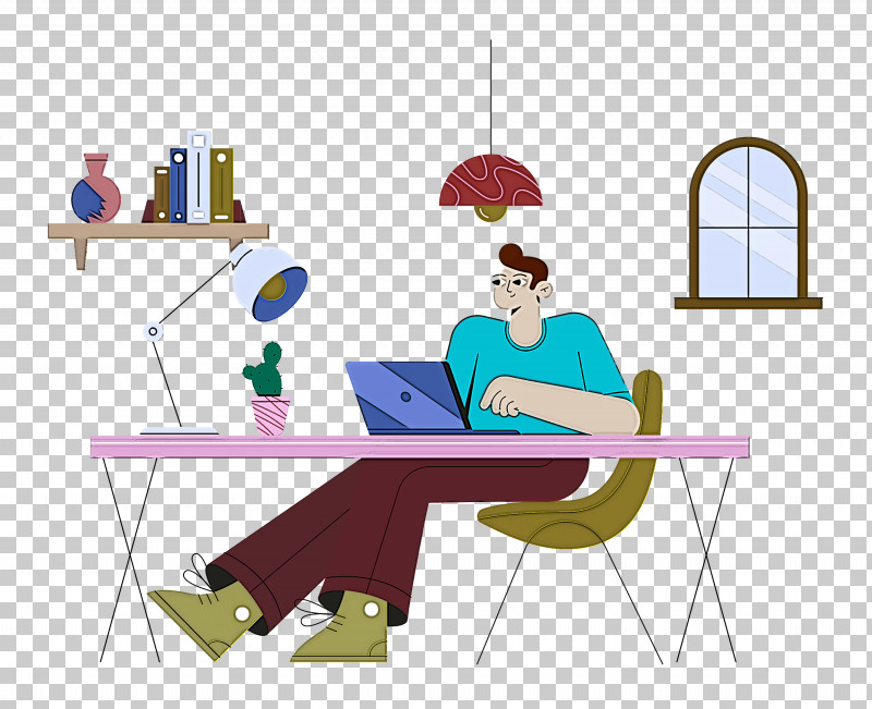 Work Home Working From Home PNG, Clipart, Behavior, Cartoon, Desk, Furniture, Home Free PNG Download