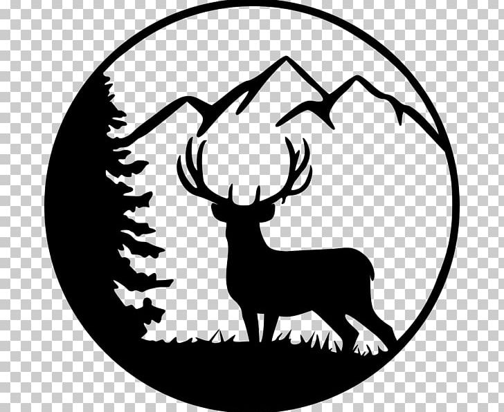 Reindeer Mule Deer PNG, Clipart, Antler, Artwork, Black, Black And White, Cartoon Free PNG Download