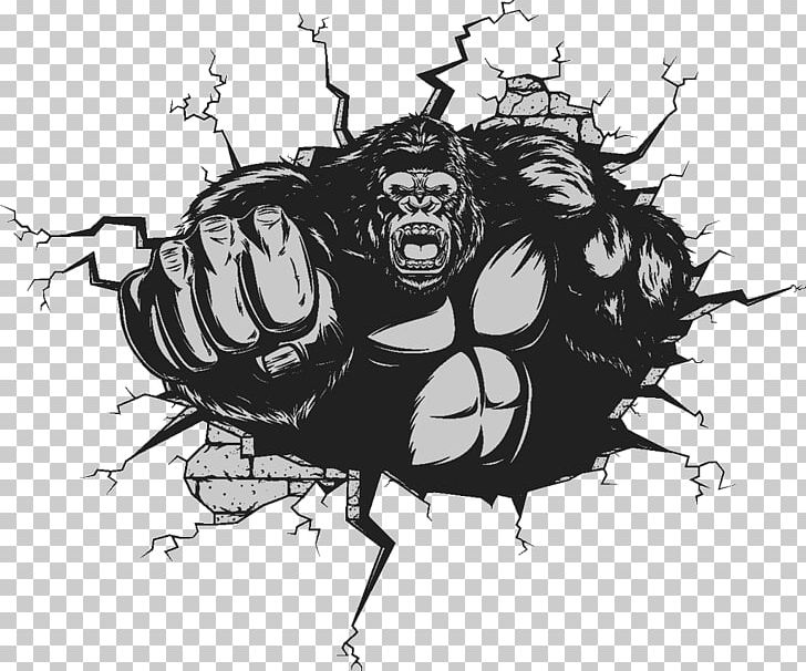 Gorilla Ape King Kong Illustration PNG, Clipart, Animals, Black, Cartoon, Crack, Creative Ads Free PNG Download