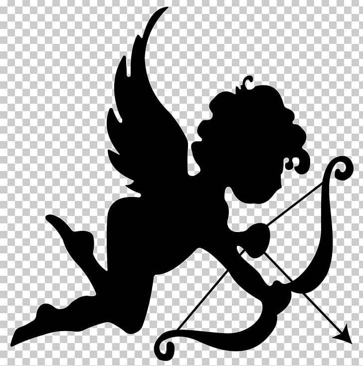 Valentines Day Cupid Gift Paper Heart PNG, Clipart, Angel Silhouette, Art, Black And White, Cherub, Cliparts Free PNG Download