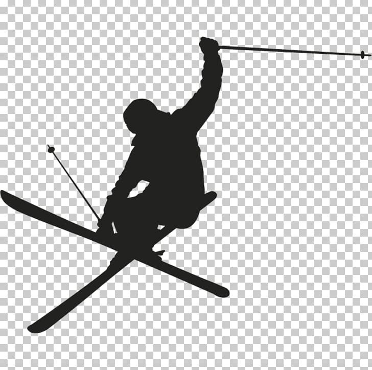 Skiing Silhouette Wall Decal PNG, Clipart, Alpine Skiing, Angle, Black And White, Decal, Freestyle Skiing Free PNG Download