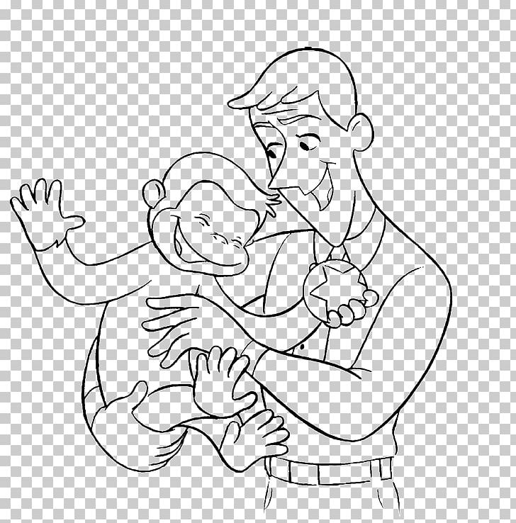 Curious George Coloring Book PNG, Clipart, Angle, Arm, Art, Black, Black And White Free PNG Download