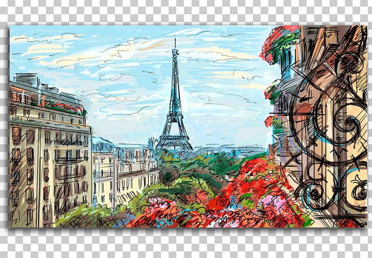 Eiffel Tower Oil Painting Canvas Print Mural PNG, Clipart, Art, Canvas, Canvas Print, Collage, Digital Painting Free PNG Download