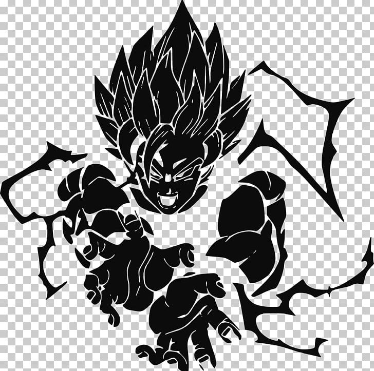 Goku Gohan Vegeta Super Saiya Decal PNG, Clipart, Art, Black, Black And White, Bumper Sticker, Cartoon Free PNG Download