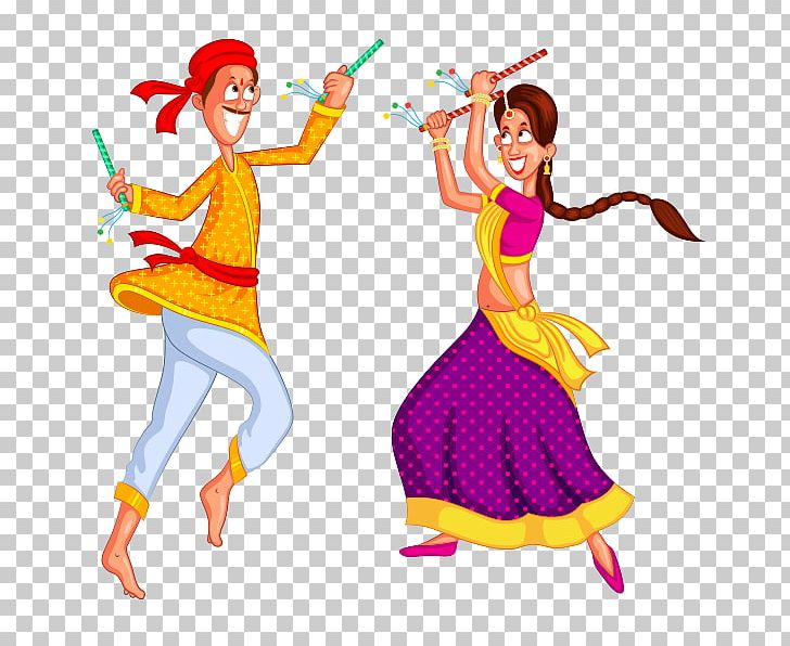 Dandiya Raas Folk Dance Garba PNG, Clipart, Art, Cartoon, Clip Art, Clothing, Costume Free PNG Download