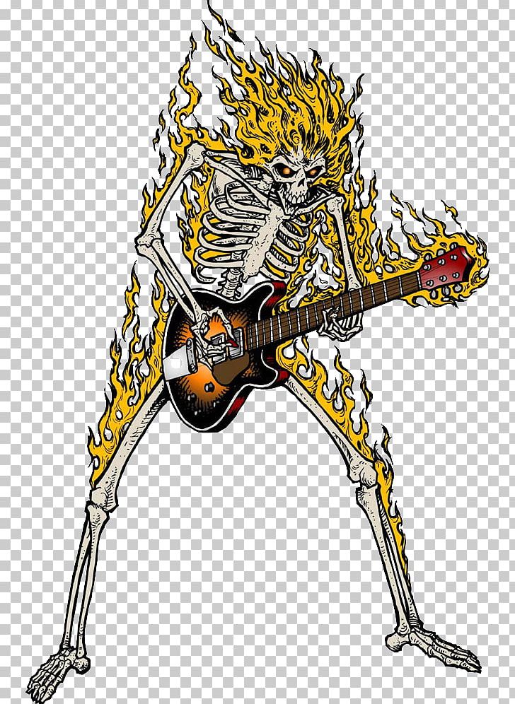 Guitar Skeleton Skull PNG, Clipart, Art, Day Of The Dead, Death, Dynamic, Fire Free PNG Download