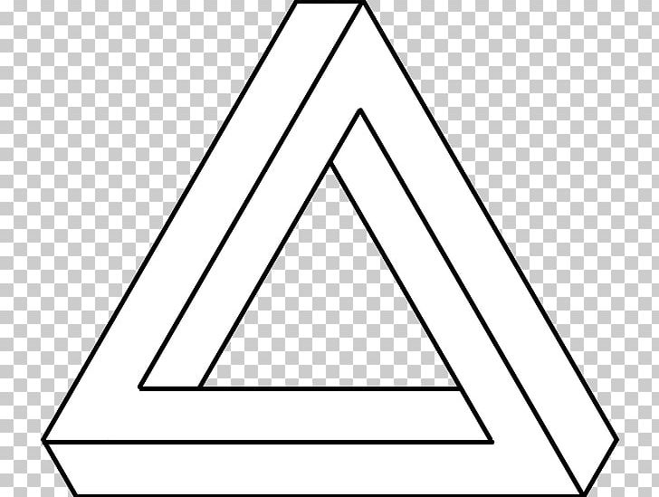 Penrose Triangle Optical Illusion Drawing PNG, Clipart, Angle, Area, Black, Black And White, Circle Free PNG Download