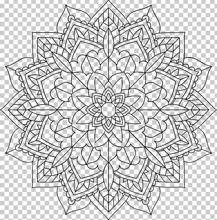 Mandala Coloring Book Drawing PNG, Clipart, Area, Art, Black And White, Circle, Coloring Book Free PNG Download