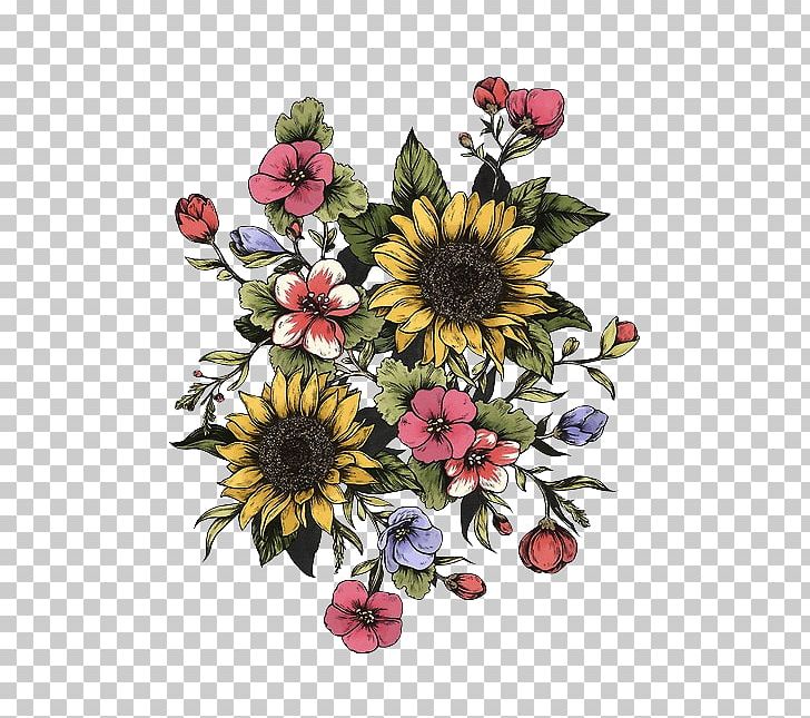 Drawing Floral Design Common Sunflower Tattoo PNG - Free Download.