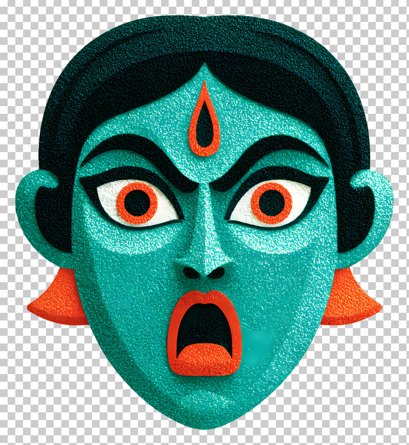 Indian Woman Shocking Face - Blue Face Mask With Expression PNG