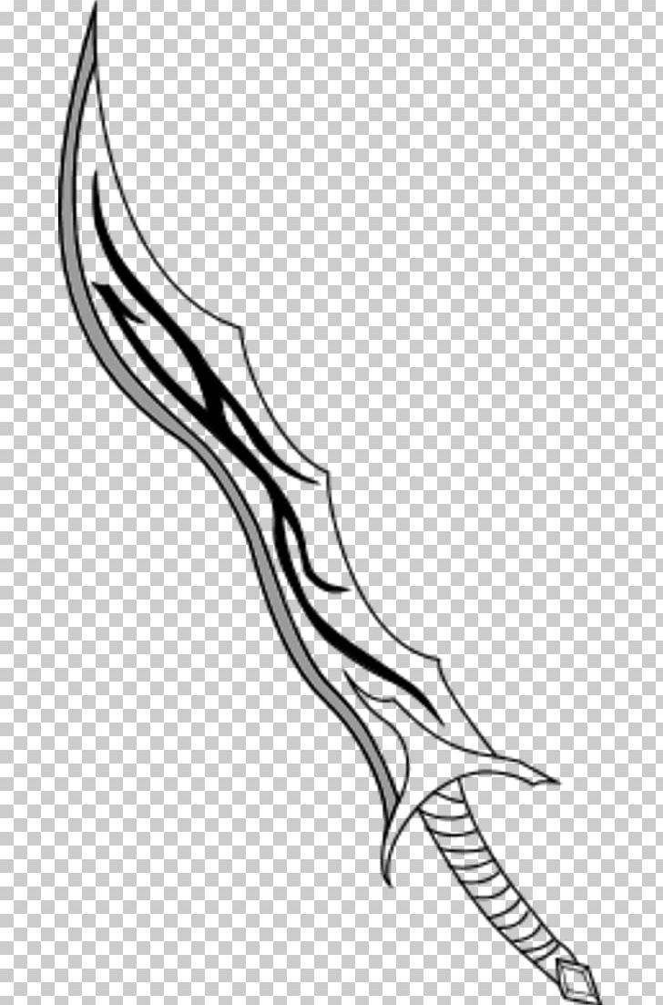 Drawing Sword Dagger Knife PNG, Clipart, Artwork, Beak, Black, Black And White, Cartoon Free PNG Download