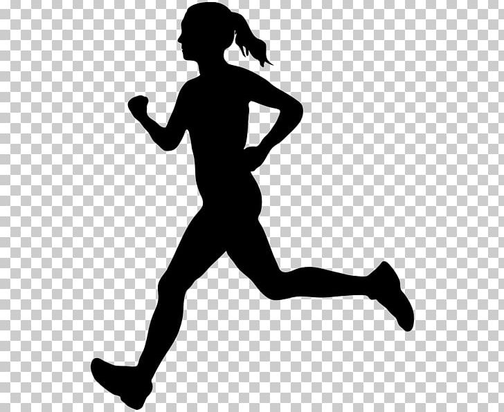 Silhouette Female Running PNG, Clipart, Animals, Arm, Black, Black And White, Drawing Free PNG Download
