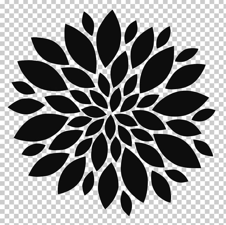 Graphics Flower Illustration Silhouette PNG, Clipart, Art, Black, Black And White, Circle, Dahlia Free PNG Download