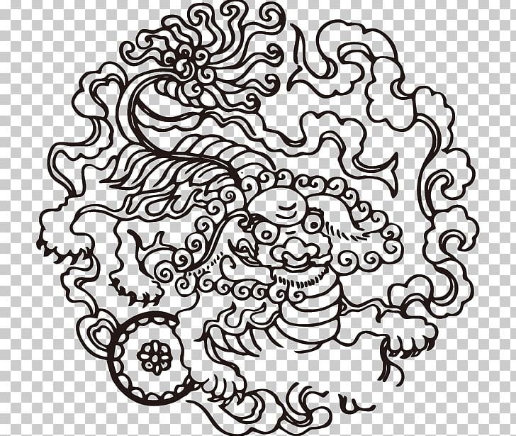 Qilin PNG, Clipart, Black, Black And White, Cartoon, Fictional Character, Flower Free PNG Download