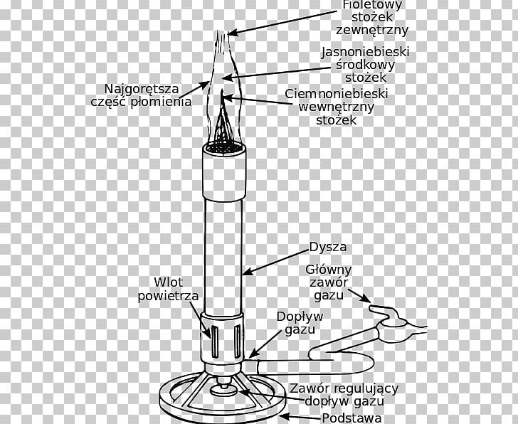 Bunsen Burner Brenner Meker–Fisher Burner Gas Palnik Laboratoryjny PNG, Clipart, Air, Angle, Artwork, Black And White, Brenner Free PNG Download