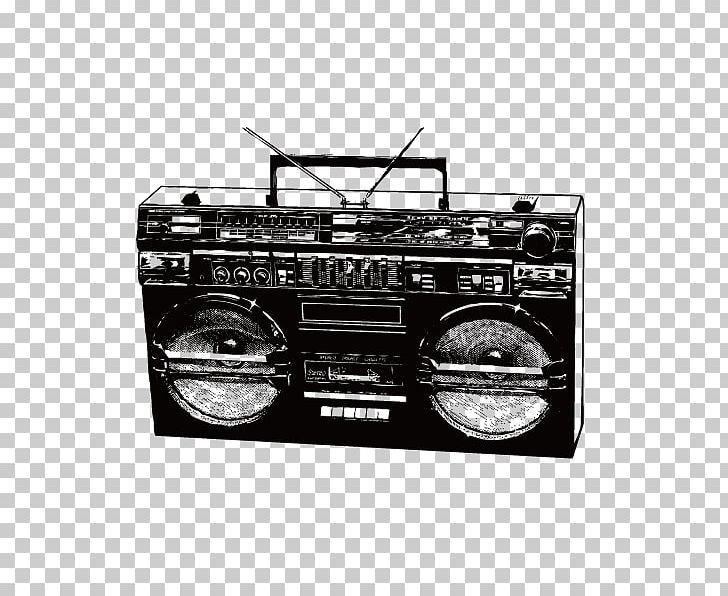 Boombox Radio PNG, Clipart, Black And White, Broadcast, Broadcasting, Compact Cassette, Electronics Free PNG Download