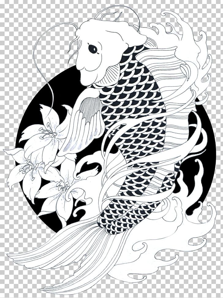 Koi Goldfish Drawing Carp Black And White PNG, Clipart, Animals, Art, Black, Coloring Book, Common Carp Free PNG Download