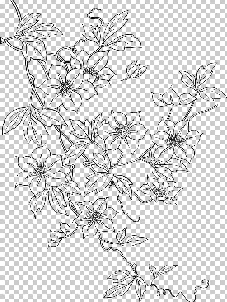 Line Art Embroidery Drawing Flower Pattern PNG, Clipart, Area, Black And White, Branch, Drawing, Embroidery Free PNG Download