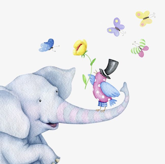 Painted Elephant PNG, Clipart, Animal, Birds, Cartoon, Cartoon Elephant, Cute Free PNG Download