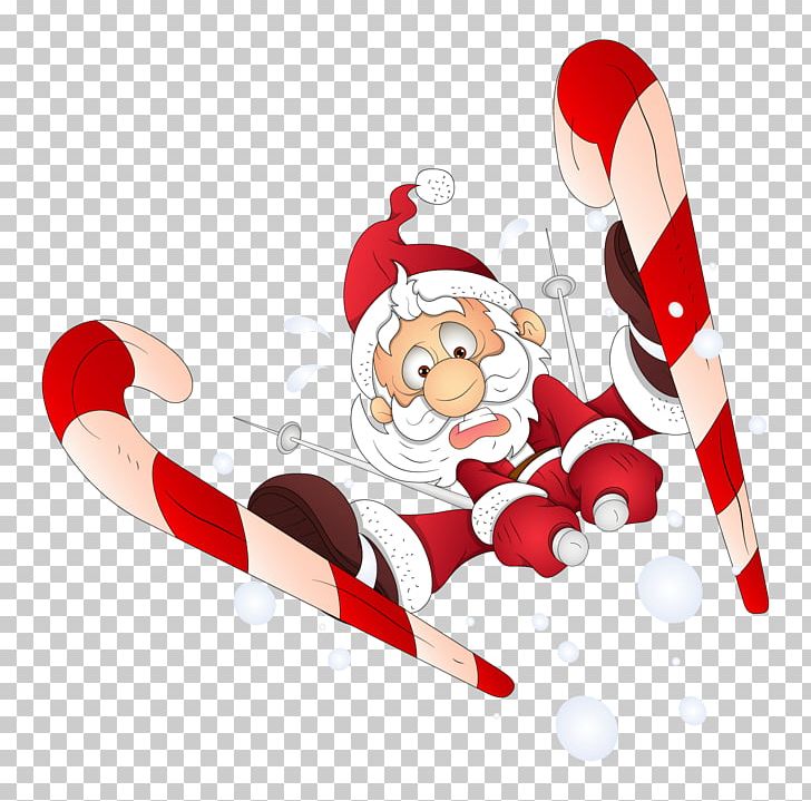 Santa Claus Skiing Cartoon PNG, Clipart, Animation, Cartoon, Christmas, Christmas Decoration, Christmas Ornament Free PNG Download