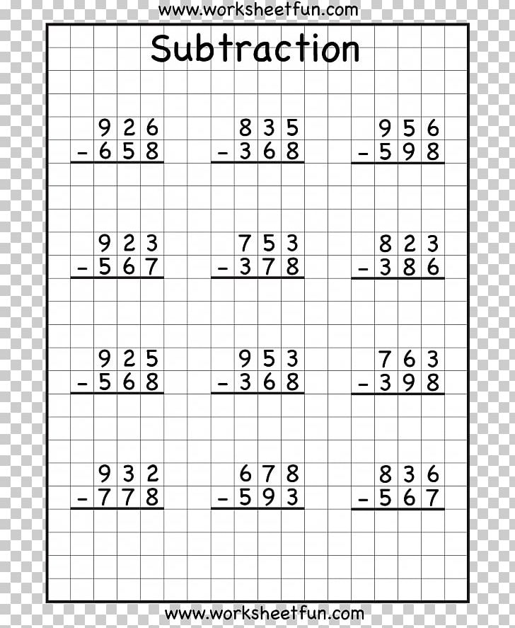 Regrouping Subtraction Third Grade Worksheet Numerical Digit PNG, Clipart, Addition, Angle, Area, Black And White, Carry Free PNG Download