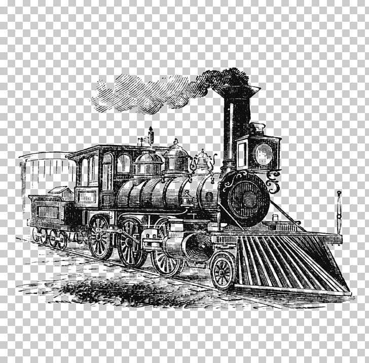 Train Rail Transport Steam Locomotive Drawing PNG, Clipart, Black And White, Drawing, Line Art, Locomotive, Motor Vehicle Free PNG Download
