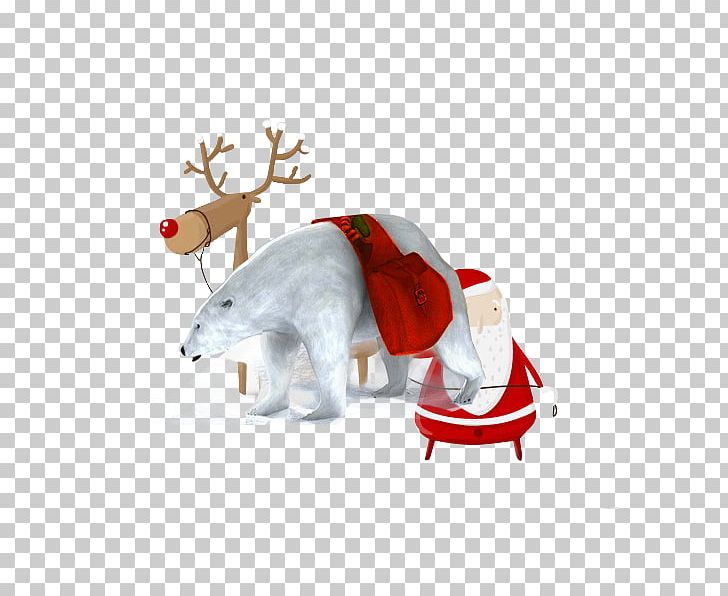 Santa Claus Christmas Card Illustration PNG, Clipart, Animal Figure, Antler, Bear, Christmas, Christmas Card Free PNG Download