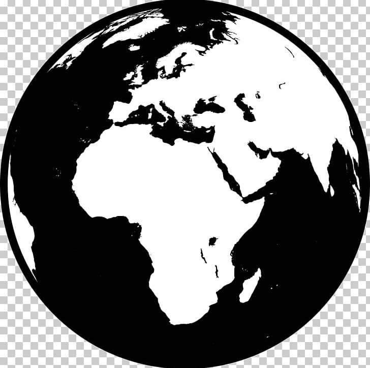 world globe black and white